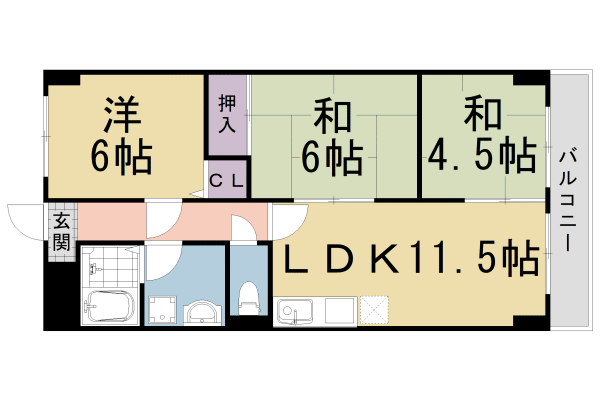 【京都市西京区大枝沓掛町のマンションの間取り】