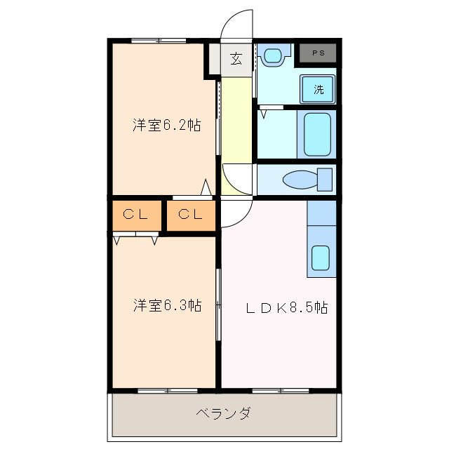 【フラット立石C棟（伊賀市別府）の間取り】