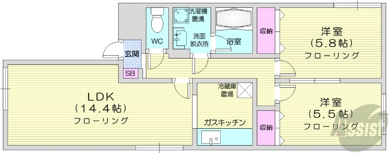 シャルムあをき新琴似の間取り