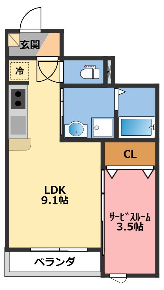 （仮称）名取市上余田新築集合住宅B棟の間取り