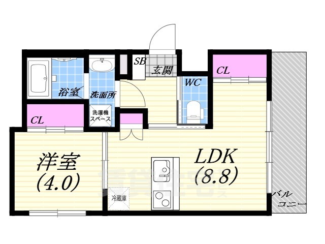 西宮市郷免町のマンションの間取り