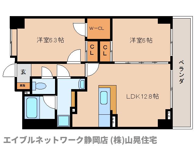 静岡市葵区駿河町のマンションの間取り