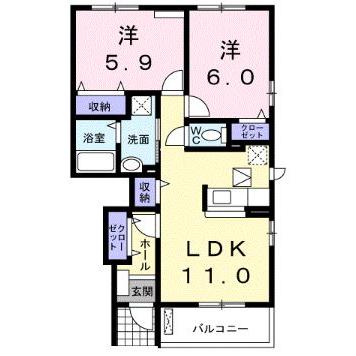 菊池市大琳寺のアパートの間取り