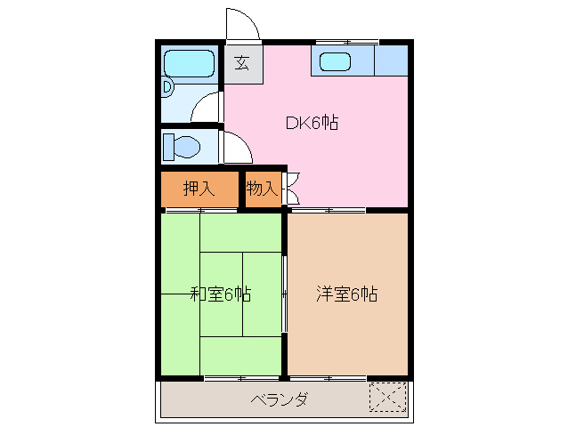 伊勢市辻久留のアパートの間取り