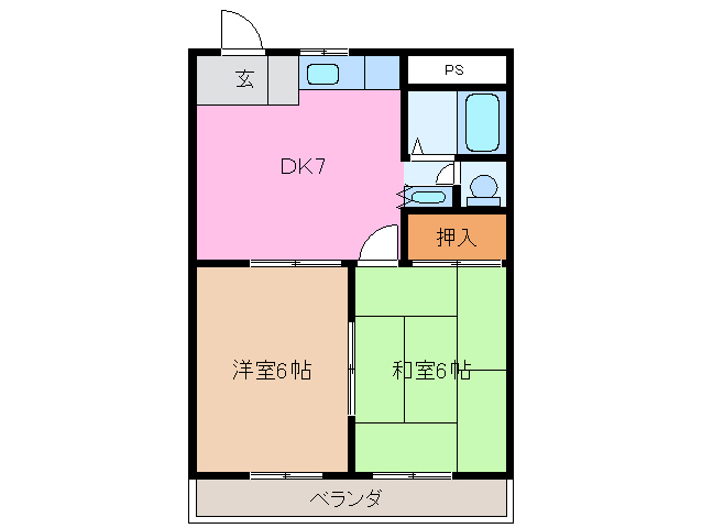 津市一志町高野のマンションの間取り