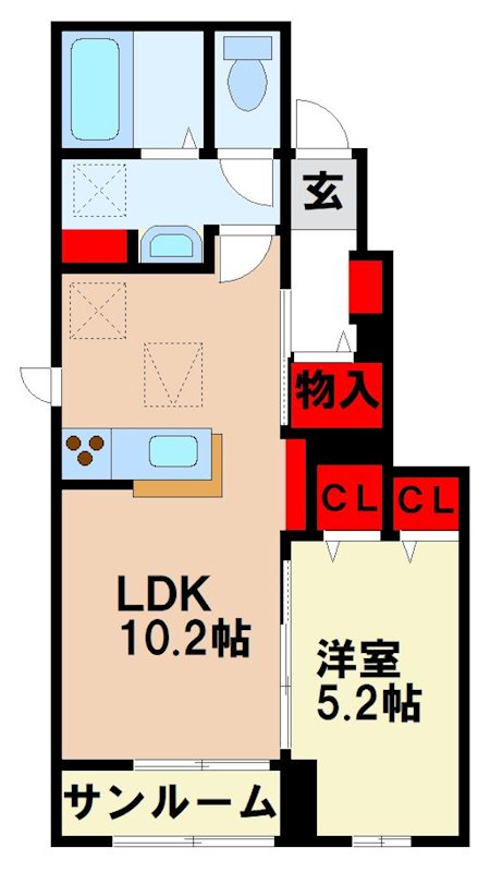 筑紫野市原田のアパートの間取り