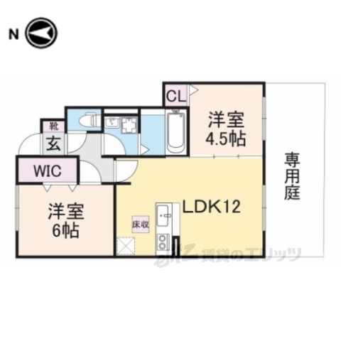 葛城市北花内のアパートの間取り