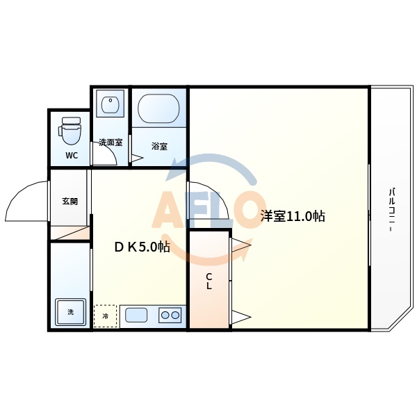 大阪市住吉区住吉のマンションの間取り