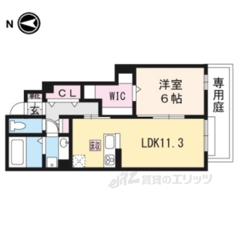 京都市右京区鳴滝桐ケ淵町のアパートの間取り