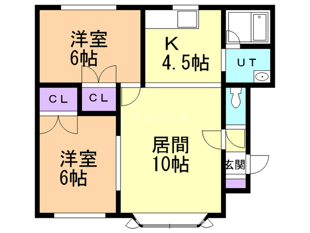 石狩市花川南六条のアパートの間取り