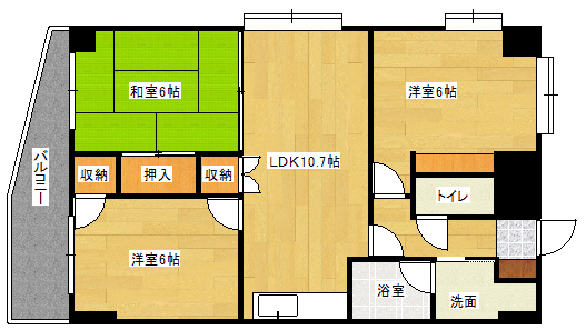 広島市東区牛田本町のマンションの間取り