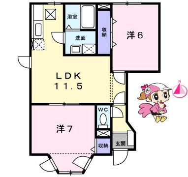 板野郡藍住町東中富のアパートの間取り