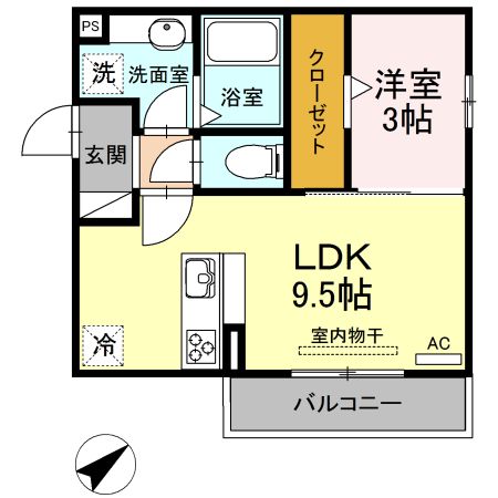 愛知県豊橋市東幸町字大山（アパート）の賃貸物件の間取り