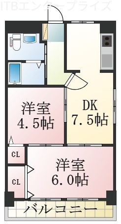 ＪＲ東海道本線 浜松駅 徒歩13分 3階建 築48年の間取り写真