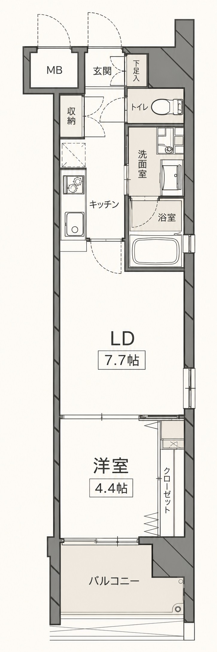 広島電鉄本線 銀山町駅 徒歩5分 10階建 築20年の間取り写真
