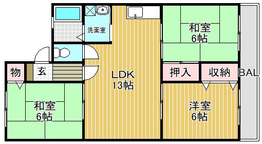 栗東市坊袋のアパートの間取り