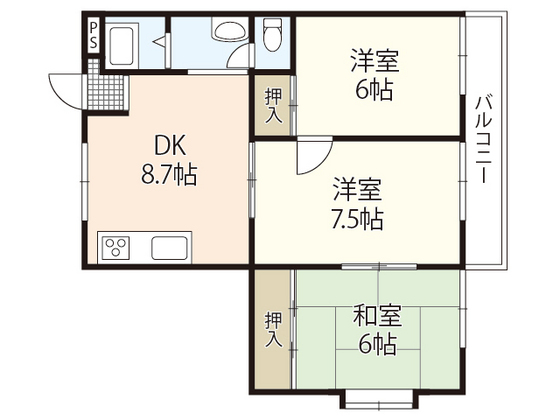 広島市安芸区矢野東のマンションの間取り