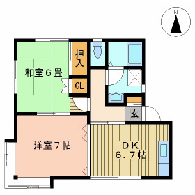 郡山市久留米のアパートの間取り