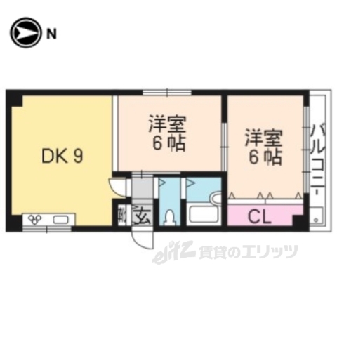 京都市北区北野下白梅町のマンションの間取り