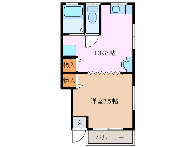 津市白塚町のアパートの間取り