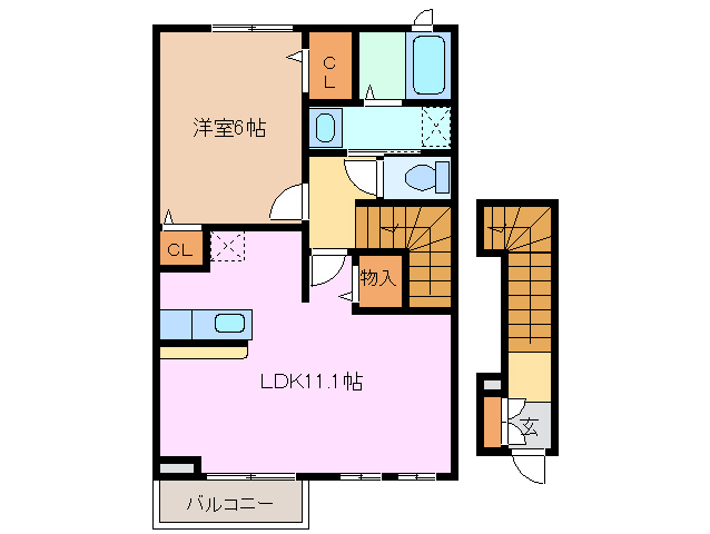 津市河芸町上野のアパートの間取り