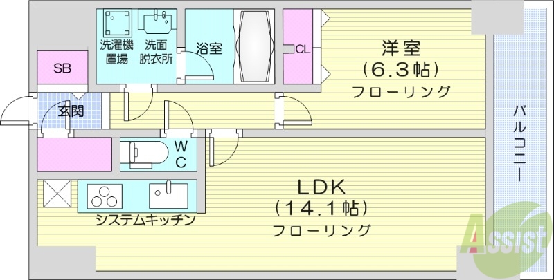 札幌市北区北八条西のマンションの間取り