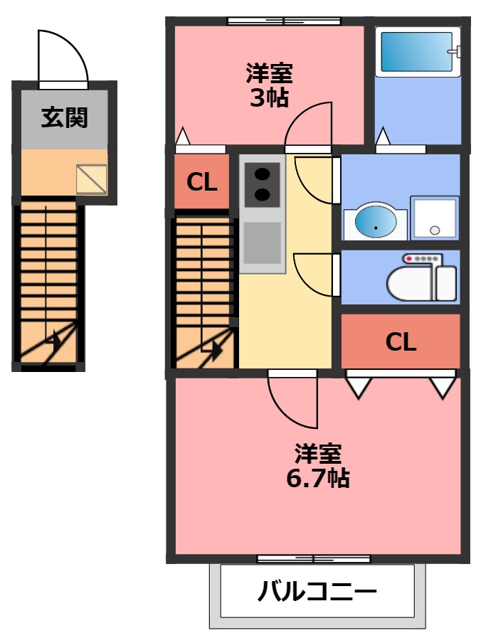 （仮称）名取市上余田新築集合住宅Ａ棟の間取り