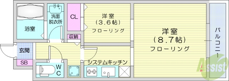 塩竈市錦町のマンションの間取り