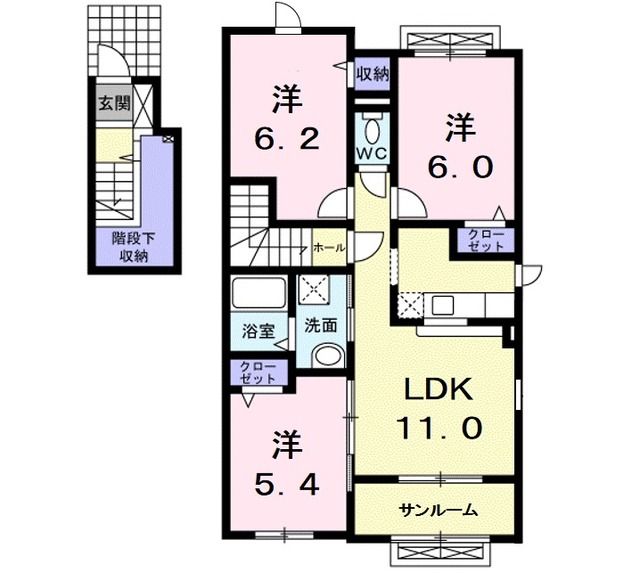 弘前市大字樹木のアパートの間取り