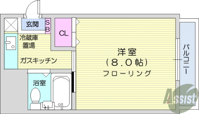 仙台市宮城野区苦竹のマンションの間取り