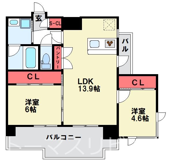 福岡市博多区住吉のマンションの間取り