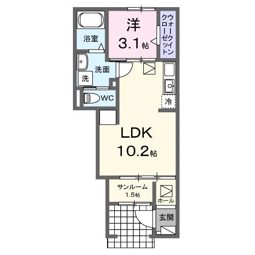 【府中市広谷町のアパートの間取り】