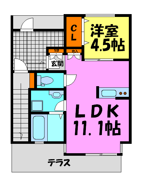 川西市丸の内町のアパートの間取り