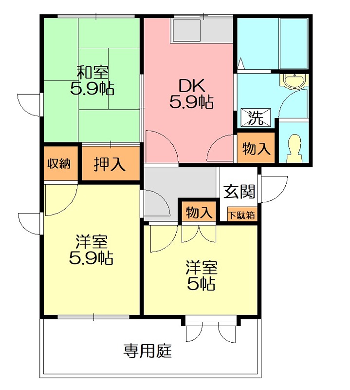 藤沢市善行のアパートの間取り