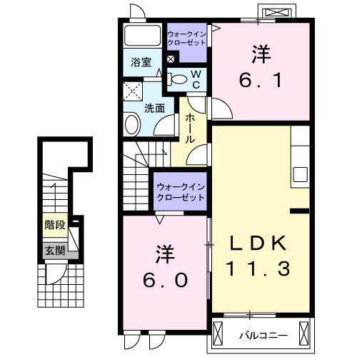 四日市市西富田町のアパートの間取り