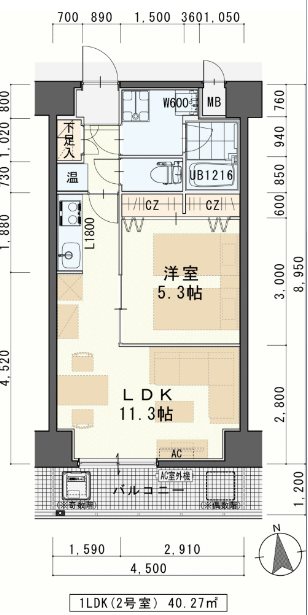 仙台市宮城野区二十人町のマンションの間取り