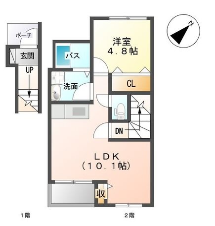 鹿児島市東谷山のアパートの間取り