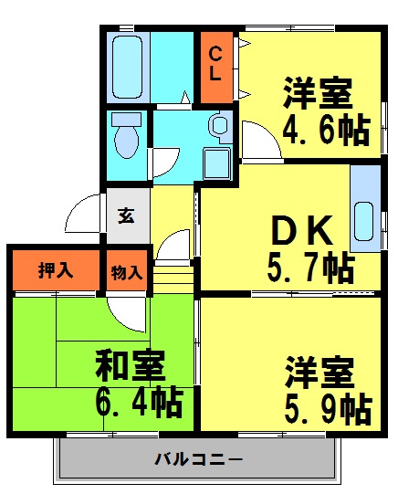 川西市平野のアパートの間取り