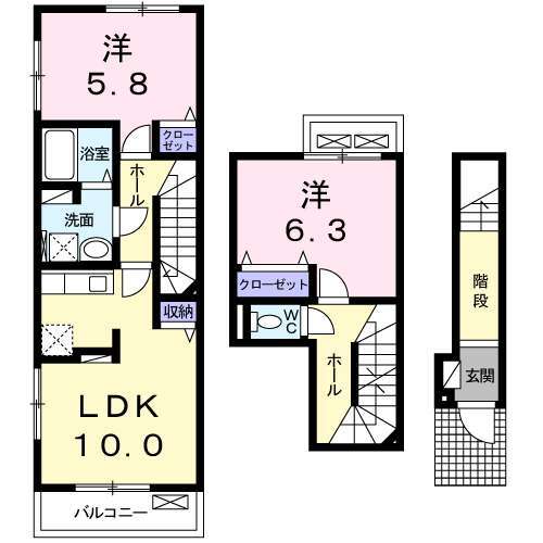 大津市真野のアパートの間取り