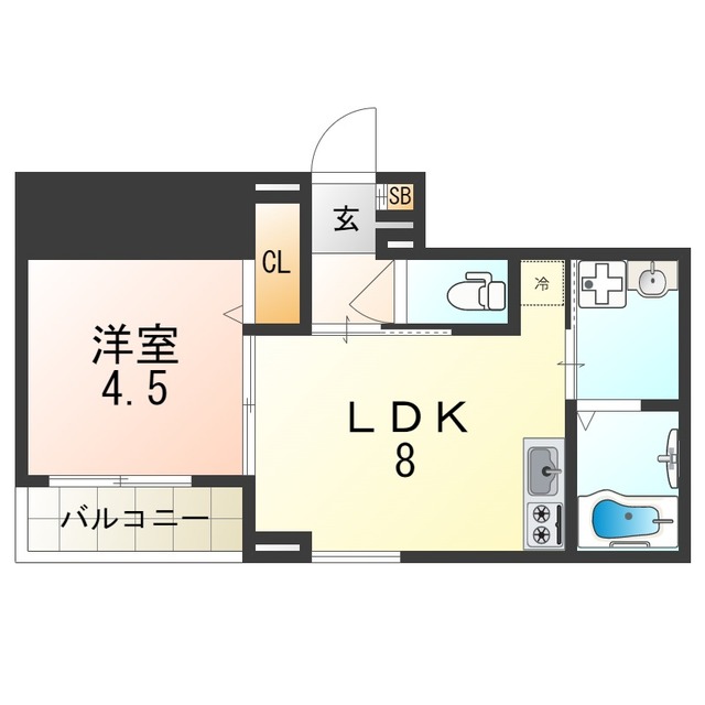 尼崎市東桜木町のアパートの間取り