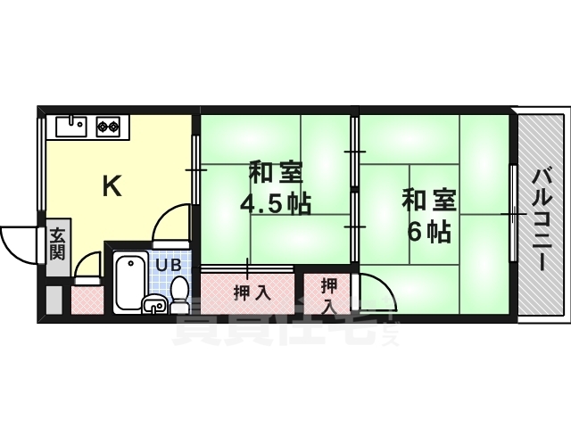 高槻ローズハイツA棟の間取り