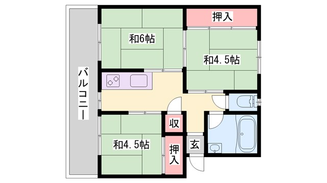 サニーハイツ２号棟の間取り