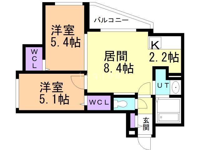 札幌市東区北七条東のマンションの間取り