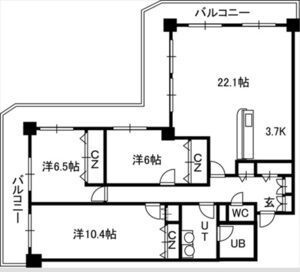 札幌市中央区南九条西のマンションの間取り