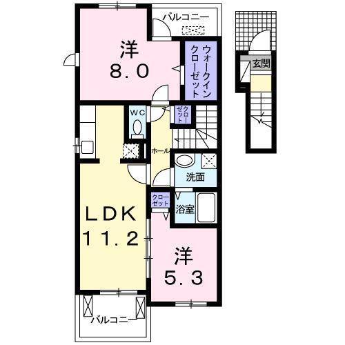 松山市余戸東のアパートの間取り