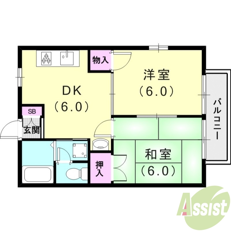 明石市朝霧南町のマンションの間取り