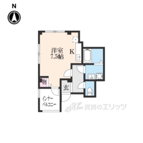 京都市左京区田中東樋ノ口町のマンションの間取り