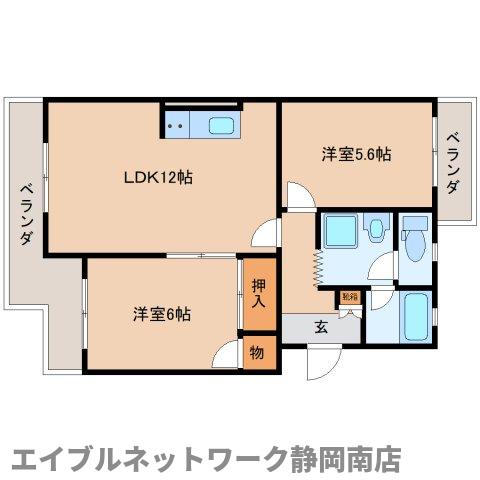 静岡市駿河区池田のマンションの間取り