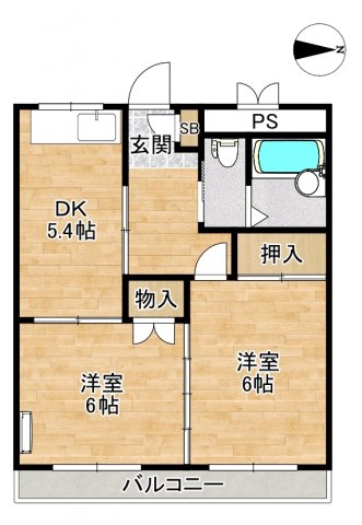 吹田市垂水町のマンションの間取り