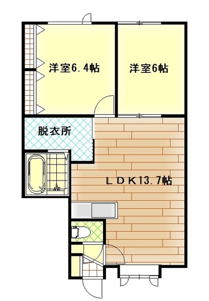 旭川市神楽三条のアパートの間取り